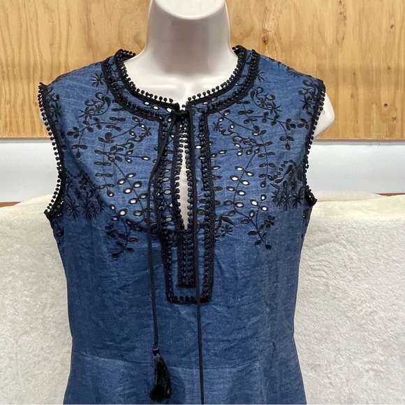 Yigal Azrouel eyelet embroidered denim dress women’s size 6 romantic boho - Picture 11 of 13